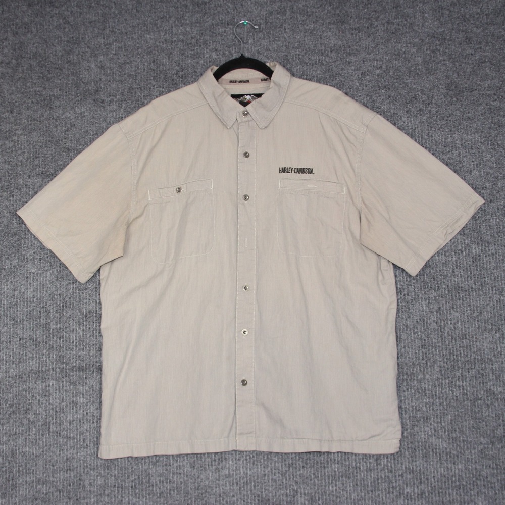 Harley Davidson Mens Short Sleeve Button Up Shirt XL Logo "An American Legend"